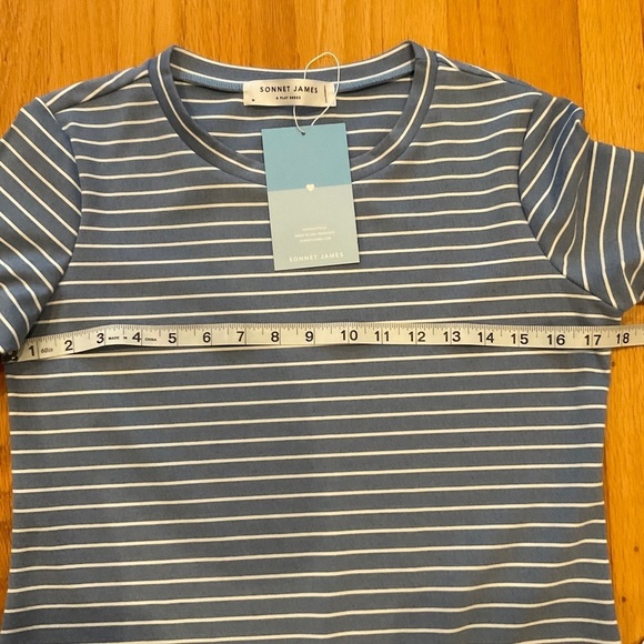 NWT Sonet James Reese Blue & White Stripe A Play Dress Medium - Picture 8 of 11